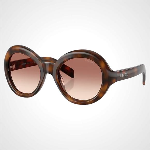 New PRADA Sunglasses Brown Juniper Tortoise Women\'s Round 53mm